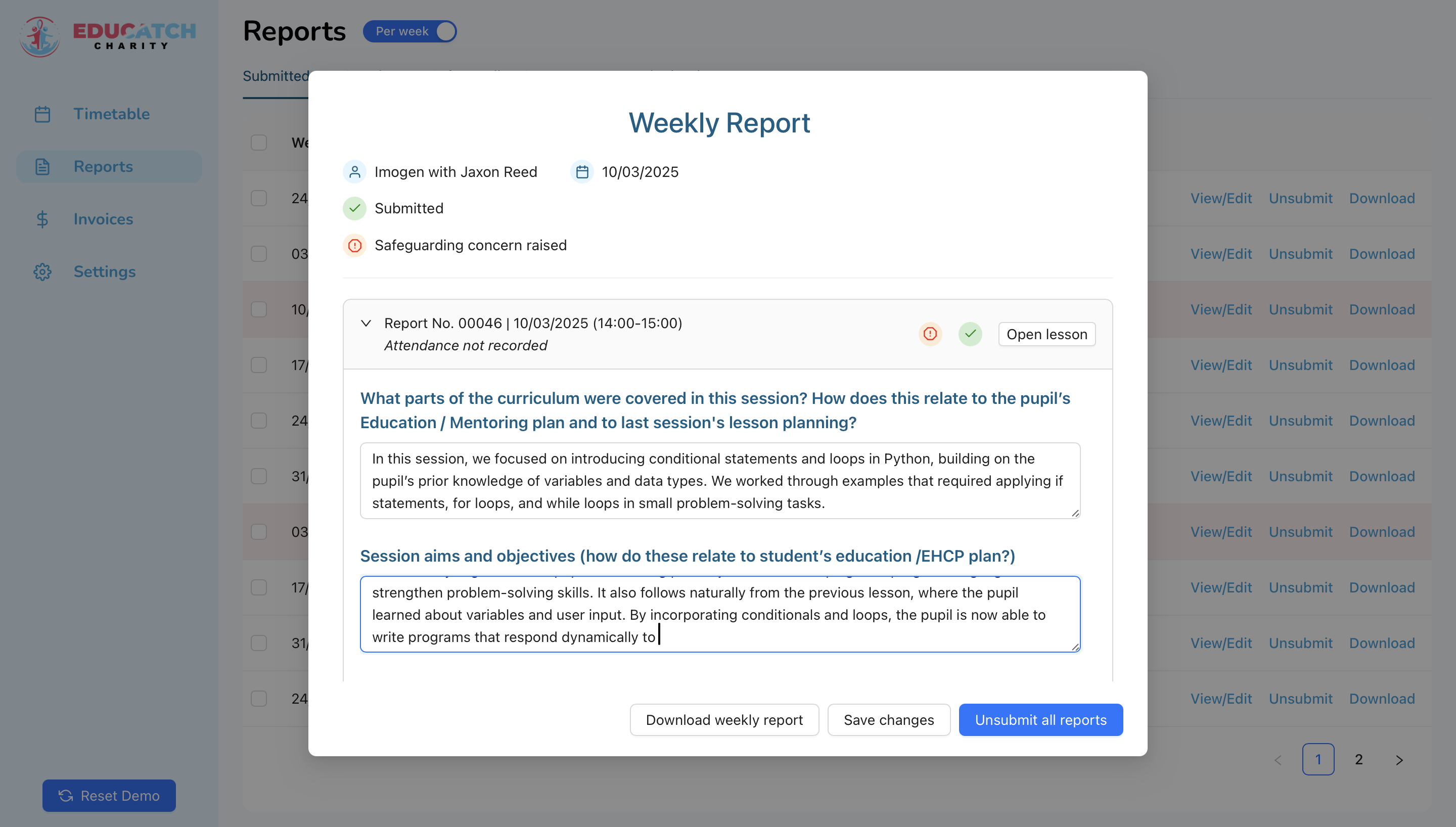 Tutor Management & Analytics Platform - alternate view